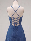 Dark Green A Line Short Homecoming Dress with Lace-up Back