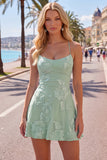 Dark Green A Line Short Homecoming Dress with Lace-up Back