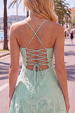 Dark Green A Line Short Homecoming Dress with Lace-up Back