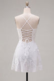 Dark Green A Line Short Homecoming Dress with Lace-up Back