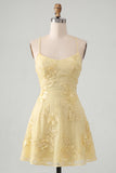 Dark Green A Line Short Homecoming Dress with Lace-up Back