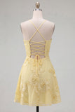 Dark Green A Line Short Homecoming Dress with Lace-up Back