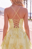 Dark Green A Line Short Homecoming Dress with Lace-up Back