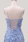 Beaded Bodycon Floral Blue Homecoming Dress