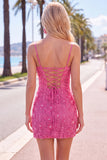 Beaded Bodycon Floral Blue Homecoming Dress