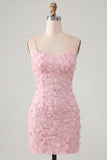Beaded Bodycon Floral Blue Homecoming Dress