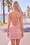 Beaded Bodycon Floral Blue Homecoming Dress