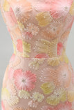 Beaded Bodycon Floral Blue Homecoming Dress