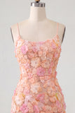 Beaded Bodycon Floral Blue Homecoming Dress