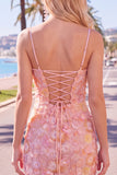 Beaded Bodycon Floral Blue Homecoming Dress