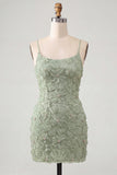 Beaded Bodycon Floral Blue Homecoming Dress