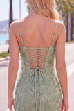 Beaded Bodycon Floral Blue Homecoming Dress