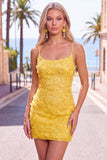 Beaded Bodycon Floral Blue Homecoming Dress