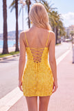 Beaded Bodycon Floral Blue Homecoming Dress