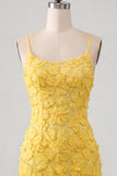 Beaded Bodycon Floral Blue Homecoming Dress