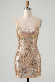 Champagne Sequin Bodycon Short Homecoming Dress
