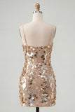 Champagne Sequin Bodycon Short Homecoming Dress