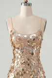 Champagne Sequin Bodycon Short Homecoming Dress