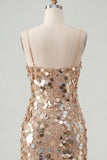Champagne Sequin Bodycon Short Homecoming Dress