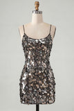 Champagne Sequin Bodycon Short Homecoming Dress