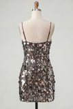 Champagne Sequin Bodycon Short Homecoming Dress