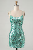 Champagne Sequin Bodycon Short Homecoming Dress
