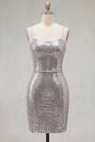 Sparkly Bodycon Red Homecoming Dress with Lace-up Back