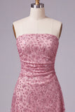 Strapless Dusty Rose Sequin Short Homecoming Dress