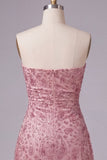 Strapless Dusty Rose Sequin Short Homecoming Dress