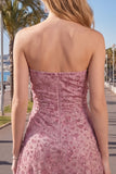 Strapless Dusty Rose Sequin Short Homecoming Dress