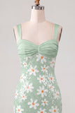 Green Daisy Sequin Bodycon Short Homecoming Dress