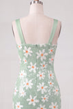 Green Daisy Sequin Bodycon Short Homecoming Dress