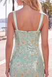 Green Daisy Sequin Bodycon Short Homecoming Dress