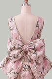 Blue Jacquard Boat Neck Bodycon Short Homecoming Dress with Bow