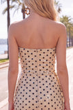 Strapless Champagne Black Polka Dot Bodycon Sequin Homecoming Dress