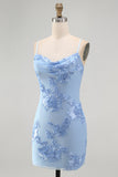 Pink Floral Cowl Neck Short Homecoming Dress