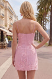 Pink Floral Cowl Neck Short Homecoming Dress
