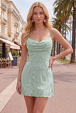 Pink Floral Cowl Neck Short Homecoming Dress