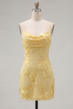 Pink Floral Cowl Neck Short Homecoming Dress