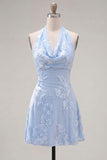 Halter A Line Sage Green Homecoming Dress