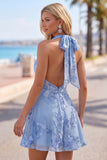 Halter A Line Sage Green Homecoming Dress