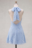 Halter A Line Sage Green Homecoming Dress