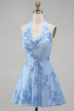 Halter A Line Sage Green Homecoming Dress