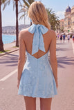 Halter A Line Sage Green Homecoming Dress