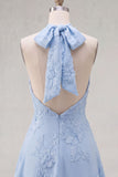 Halter A Line Sage Green Homecoming Dress