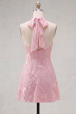 Halter A Line Sage Green Homecoming Dress
