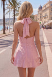 Halter A Line Sage Green Homecoming Dress