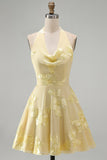 Halter A Line Sage Green Homecoming Dress