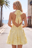 Halter A Line Sage Green Homecoming Dress