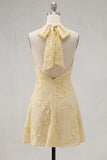 Halter A Line Sage Green Homecoming Dress